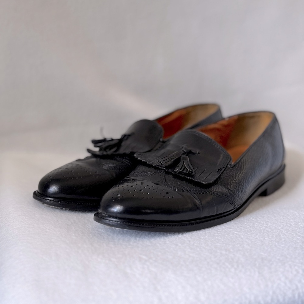 Stanley Blacker Men’s size 10 Leather Black Tasseled Loafers